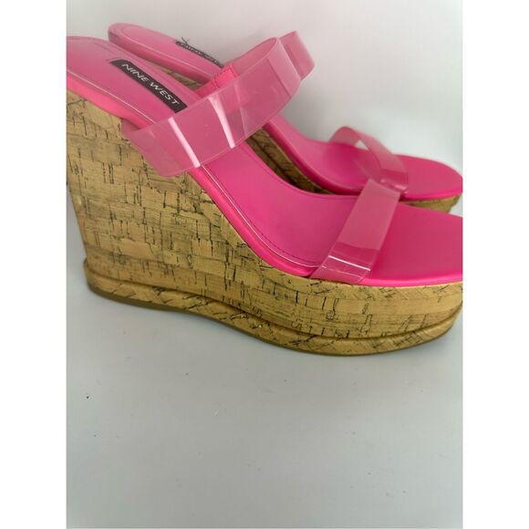 Nine West Rapps Platform Wedge Sandal Barbiecore pink size 8.5 New w/ box - Picture 5 of 7